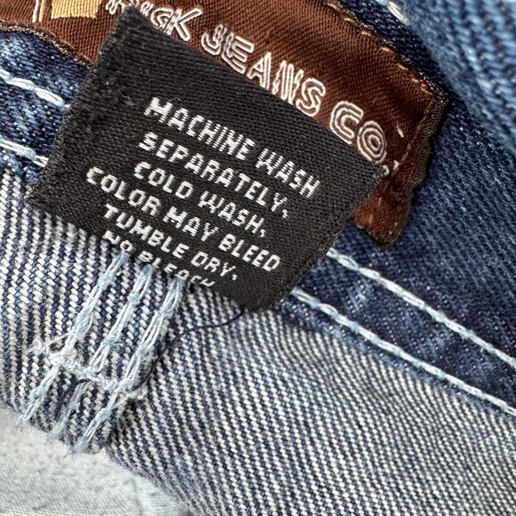 Risk Jeans Co Shorts Mens 38 (38x14 ACTUAL) Blue Denim Faded Wash Vintage Y2K - Picture 6 of 8